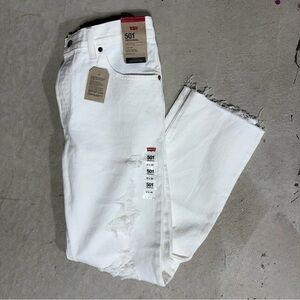 Levi's 501 Women’s Ribcage White Distressed High Rise Jean Size 31 x 30 NWT